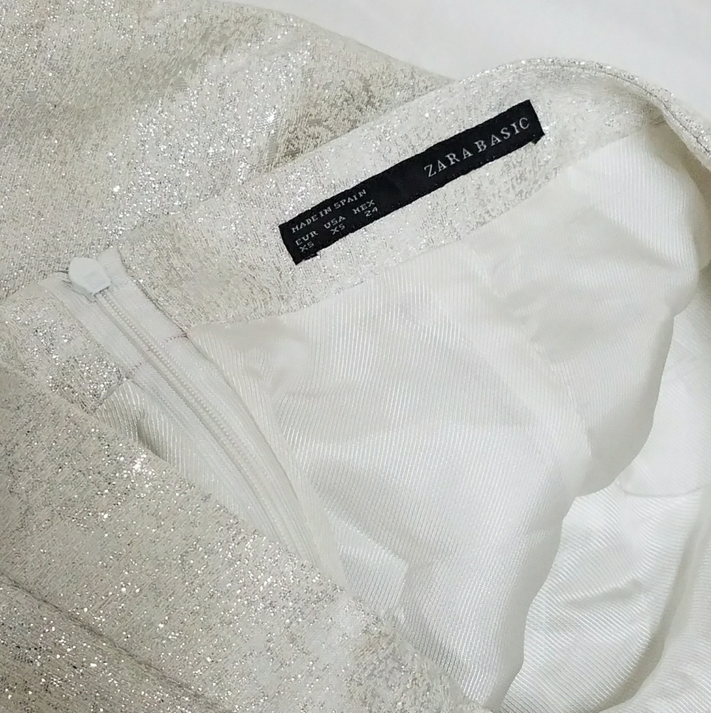 Zara XS formal silver shimmery metallic skirt - Picture 4 of 8
